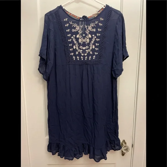 Knox Rose | Dresses | Knox Rose Navy Blue Embroidered Dress Size Medium |  Poshmark